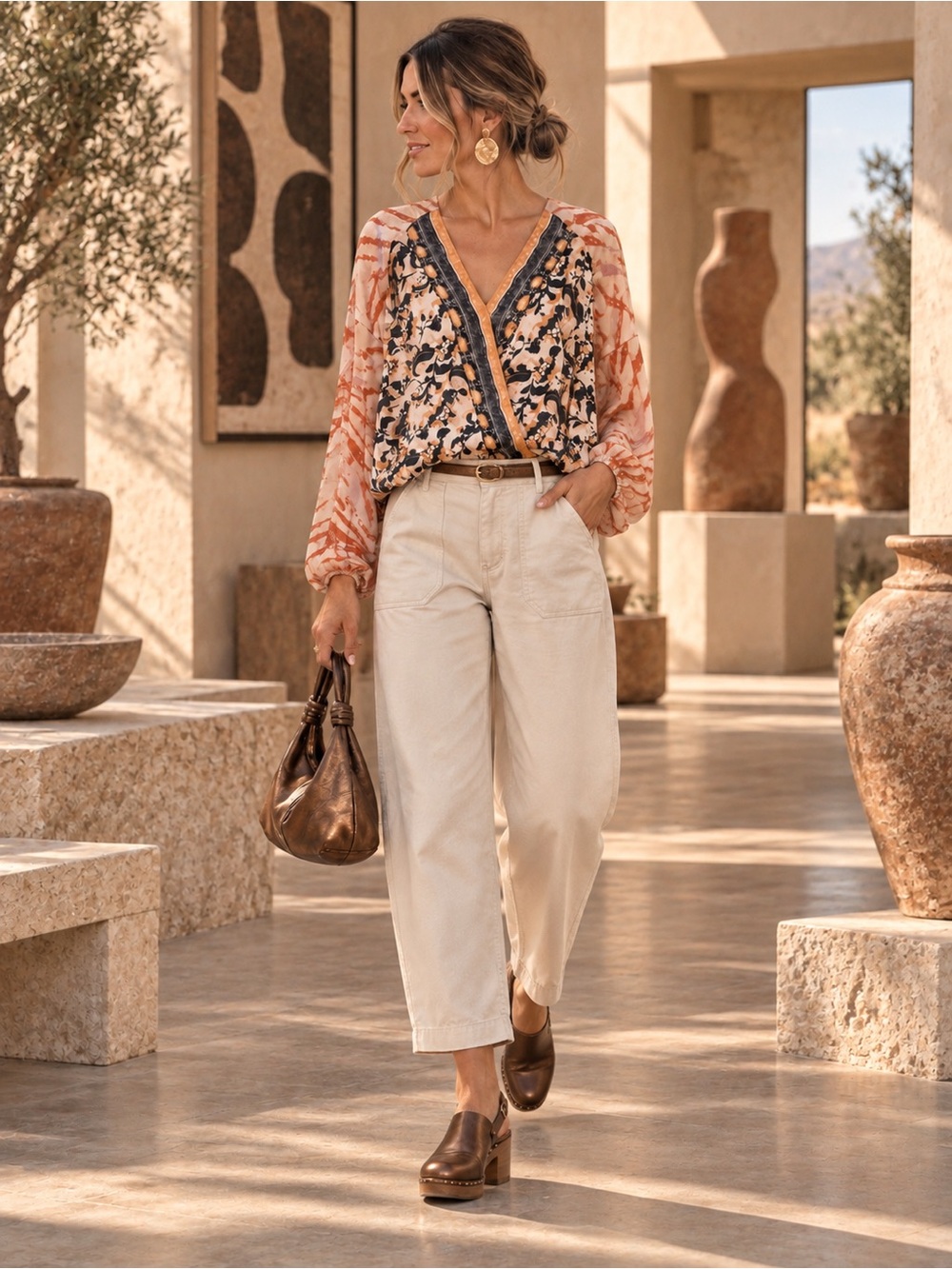 Free People ‘Cruisin’ Together Boho Crossover Blouse | Festival Chic Peasant Top
